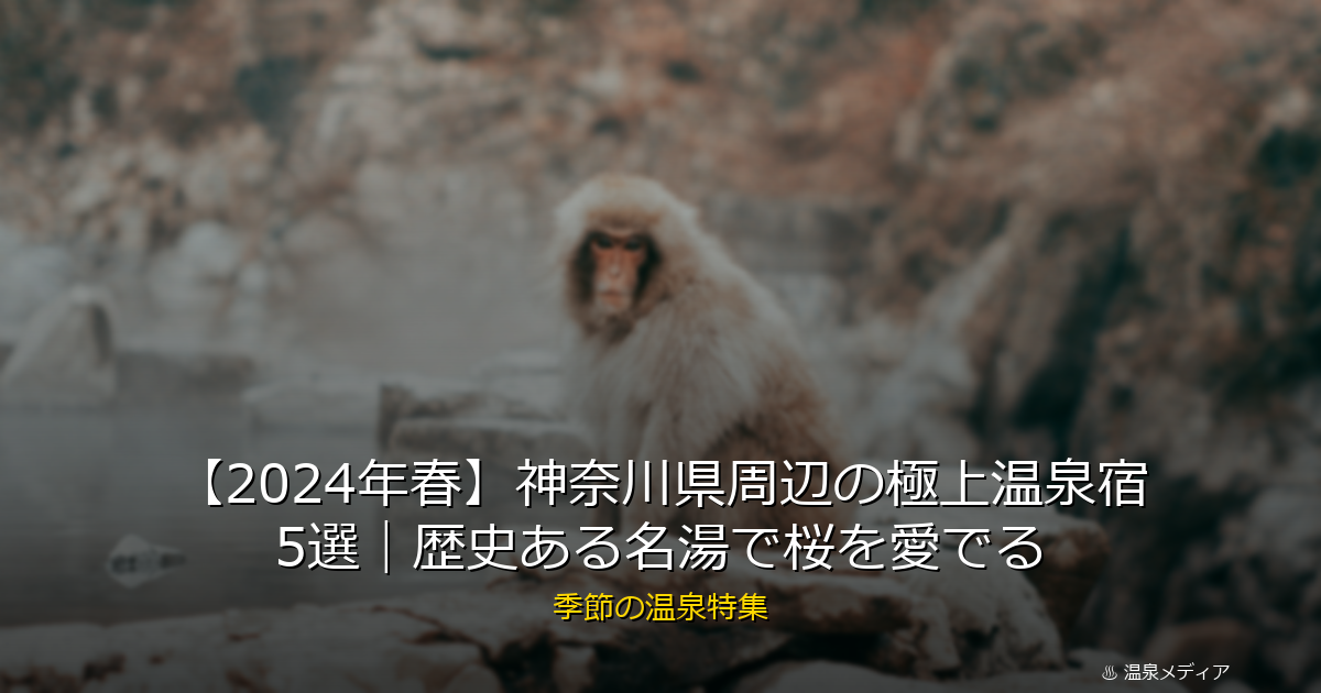 【2024年春】神奈川県周辺の極上温泉宿5選｜歴史ある名湯で桜を愛でる